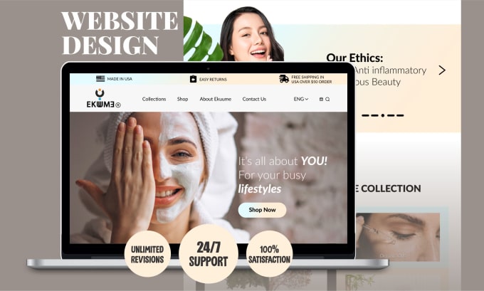 Gig Preview - Do skin care wordpress website, cosmetic website