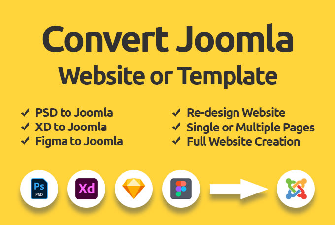 Gig Preview - Convert psd, xd, figma to joomla template, redesign website