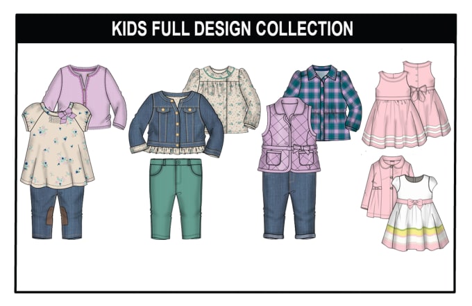 Gig Preview - Create a fashion children and babies clothing design with tech packs