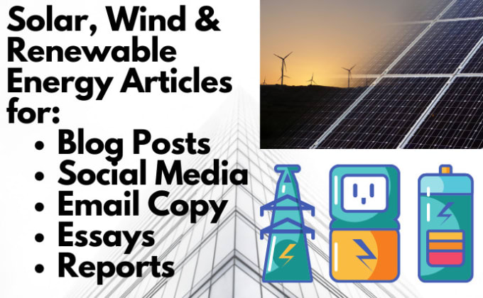 Gig Preview - Write renewable energy content for solar and wind