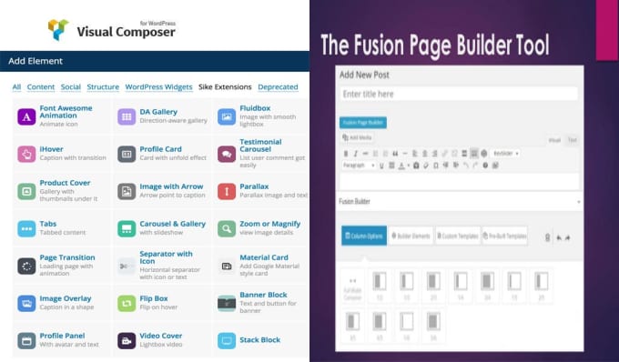 Gig Preview - Create wp page using visual composer or fusion page builder