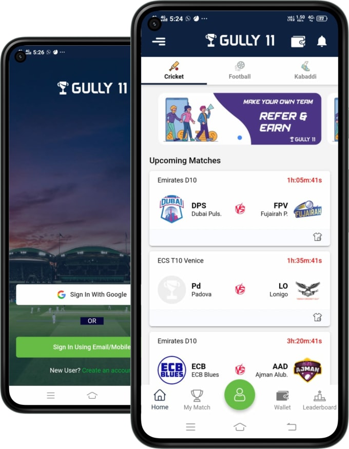 Gig Preview - Develop a fantasy sports app like dreem11 4 you with cricket football kabaddi