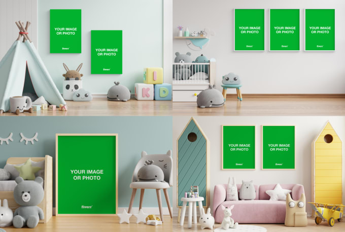 Gig Preview - Put your image, photo or logo into a kids room mockup