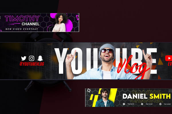 Gig Preview - Create youtube banner, logo and gaming banner