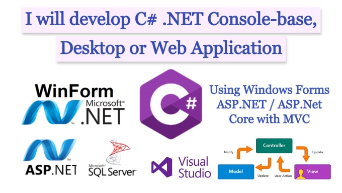 Gig Preview - Develop c sharp desktop and web application asp dot net mvc in visual studio