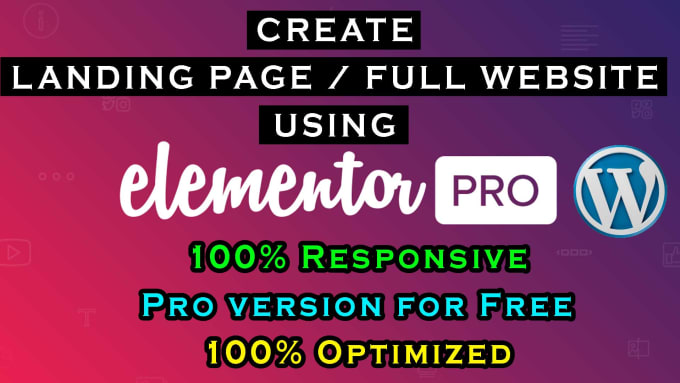 Gig Preview - Create single or full page website using elementor pro