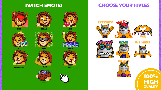 Gig Preview - Create awesome custom twitch emotes, badges, and sub badges