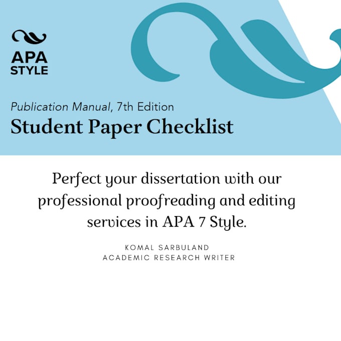 Gig Preview - Proofread the your thesis or dissertation in apa 7