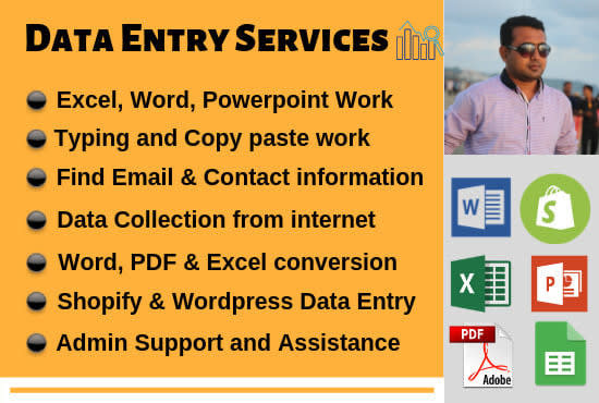 Gig Preview - Data entry,clean,edit,organize,admin support,web research,excel and word