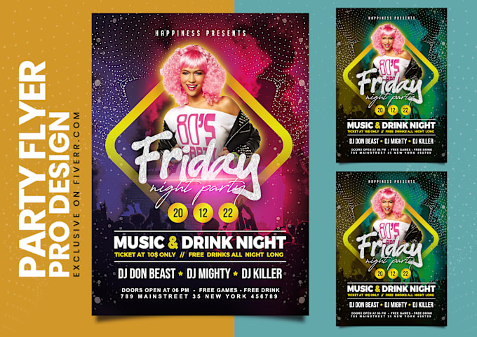 Gig Preview - Design party, event, nightclub, summer, concert flyer