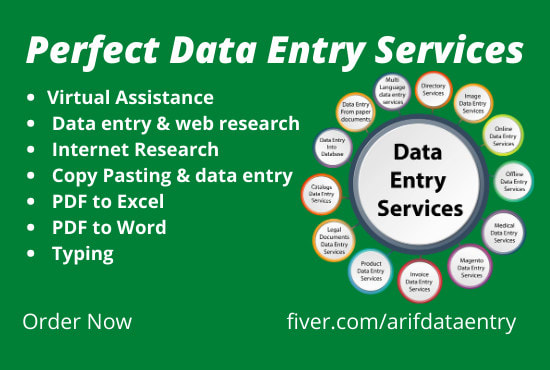 Gig Preview - Data entry, copy paste, web research, excel, admin support work