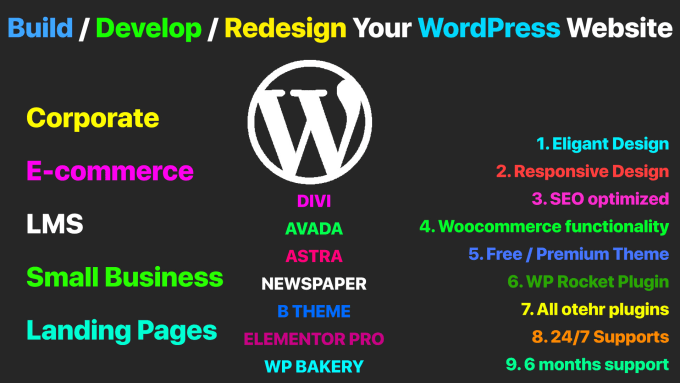 Gig Preview - Build develop design redesign wordpress website within 1 day