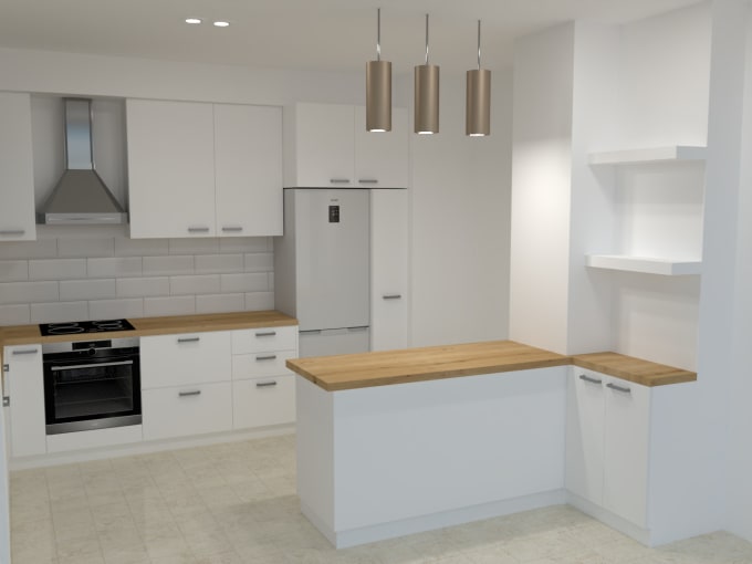 Gig Preview - Made stunning 3d rendering of your kitchen plans