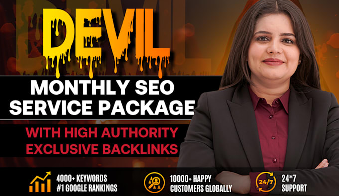 Gig Preview - Devil white hat monthly off page SEO service package with high quality backlinks