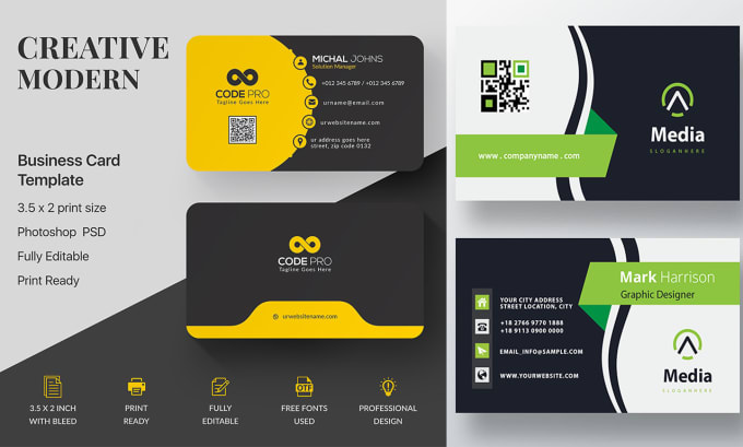 Gig Preview - Creative, minimalist, professional business card design and thank you card