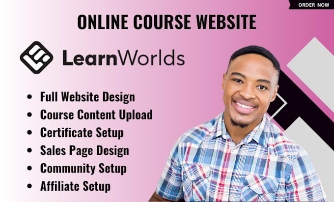 Gig Preview - Setup and design learnworlds online course site with sales pages of all courses