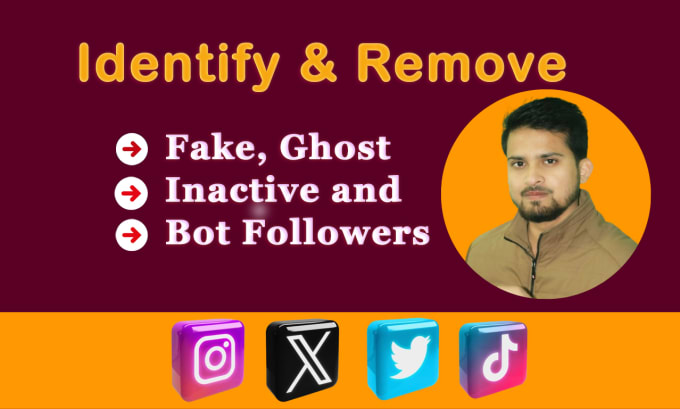 Gig Preview - Remove instagram, x twitter, tiktok fake, ghost, bot inactive followers