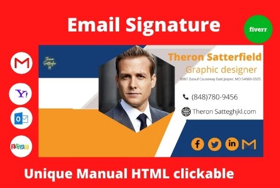 Gig Preview - Design unique manual HTML clickable email signature