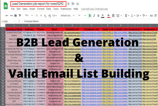 Gig Preview - Do b2b lead generation, email list by linkedin, webresearch