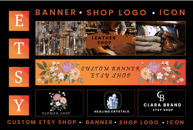 Gig Preview - Design a professional and unique etsy shop banner, logo and icon