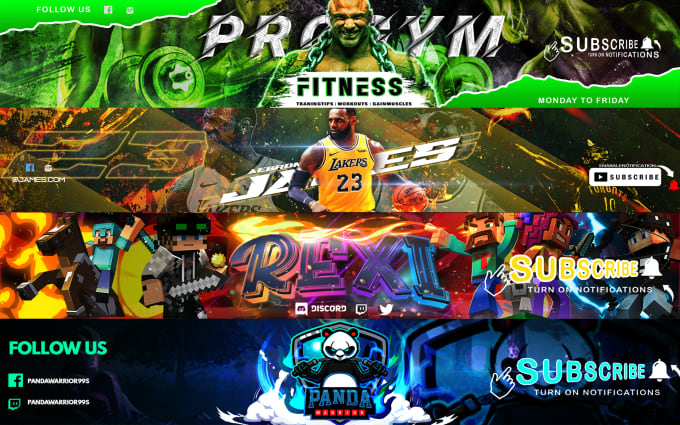 Gig Preview - Design amazing youtube banner for gaming , business and events