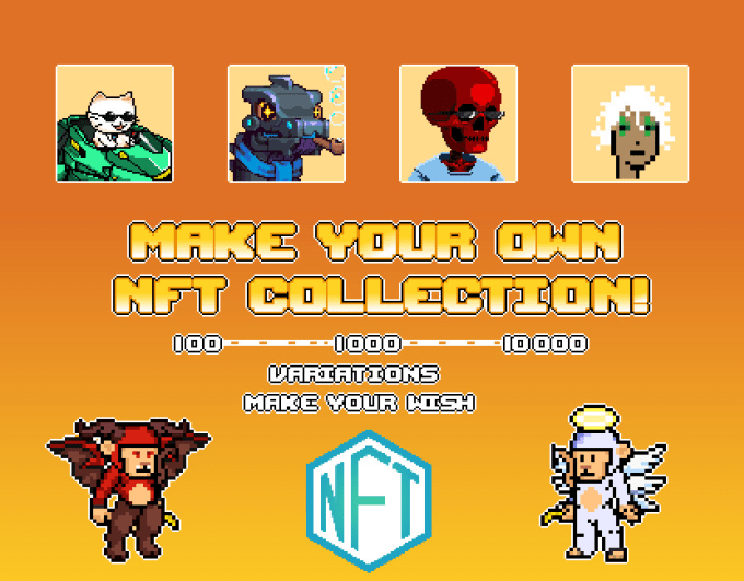 Gig Preview - Create your nft pixel art collection by 100, 1k, 10k