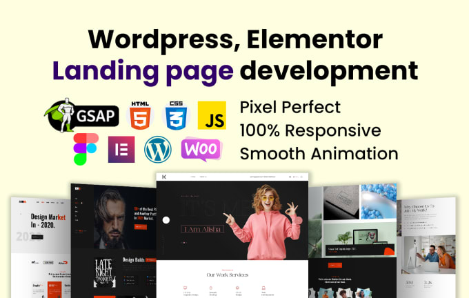 Gig Preview - Convert psd, xd, figma to wordpress with elementor and gsap animation