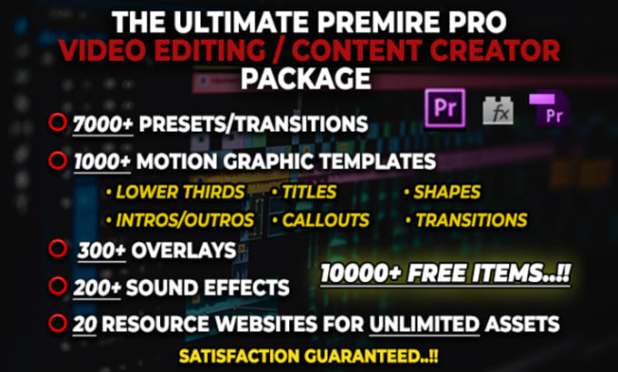 Gig Preview - Provide a huge premiere  pro video editing package