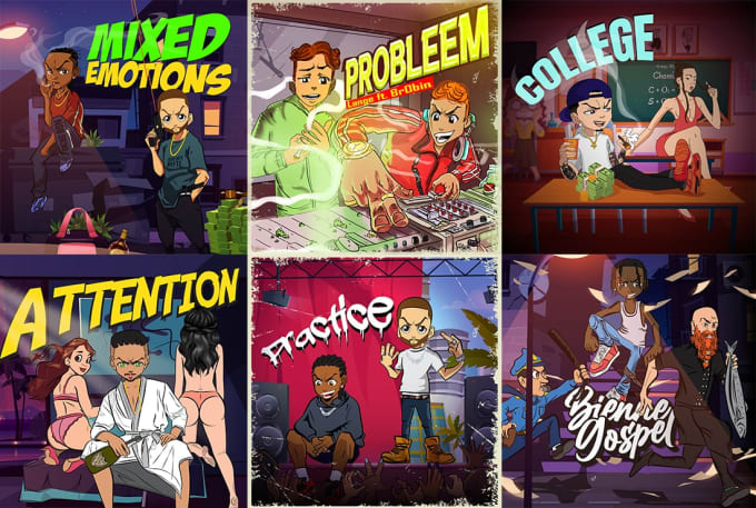 Gig Preview - Draw high quality cartoon album cover art, mixtape cover