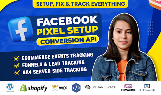 Gig Preview - Setup meta facebook pixel shopify, conversion API, catalog, ga4, gtm, fix pixel