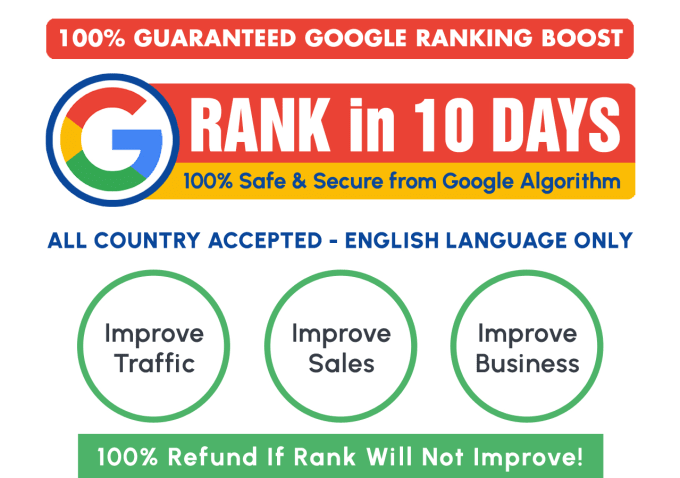 Gig Preview - Guaranteed SEO google ranking improvement service 10 days