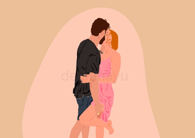 Gig Preview - Create a minimalist couple portrait drawing