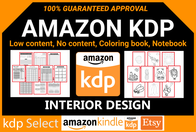 Gig Preview - Design amazon KDP low, no content notebook coloring  interior