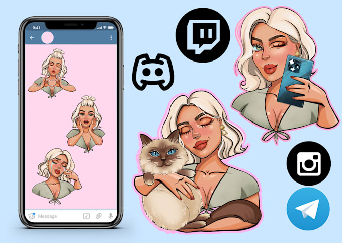 Gig Preview - Draw stickers for social apps,messengers,twitch,telegram,discord