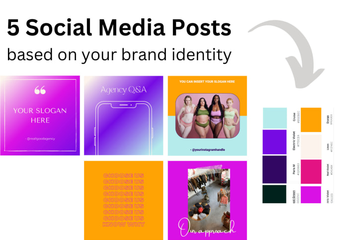 Gig Preview - Deliver 5 social media posts based on your brand identity