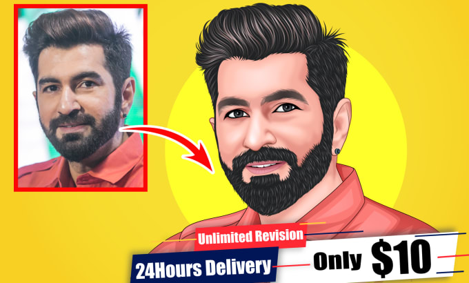 Gig Preview - Draw realistic cartoon vector portrait from your photo