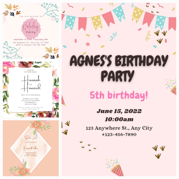 Gig Preview - Design invitation birthday, business, greeting,party, menu cards