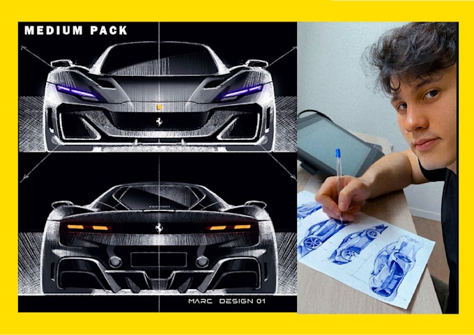 Gig Preview - Development your idea of concept car by sketching, professional car designer