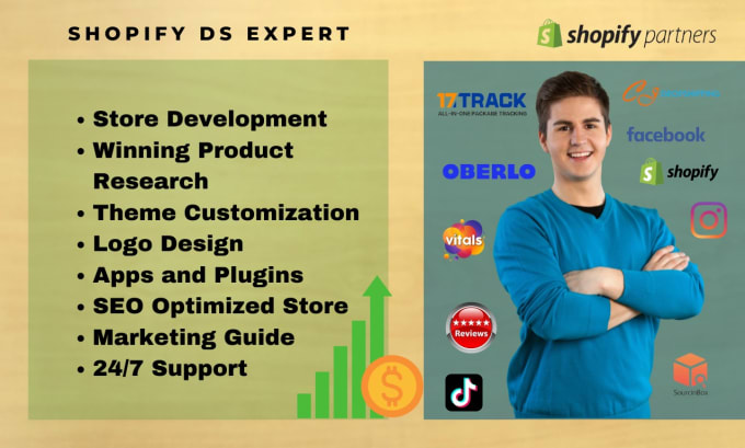 Gig Preview - Create your shopify dropshipping store or shopify website