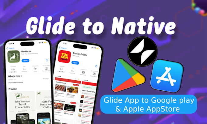 Gig Preview - Publish glide app to google play store and apple appstore