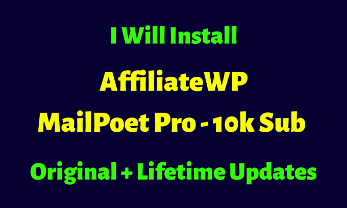 Gig Preview - Install affiliatewp plugin, mailpoet pro on your wordpress site updatable