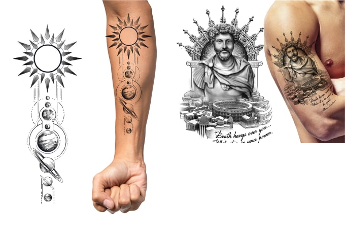 Gig Preview - Draw amazing tattoo design, traditional tattoo, realistic sleeve tattoo design