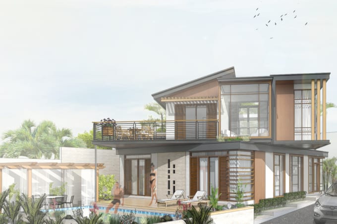 Gig Preview - Be the architect or draftsman for your exterior 3d model, design and render