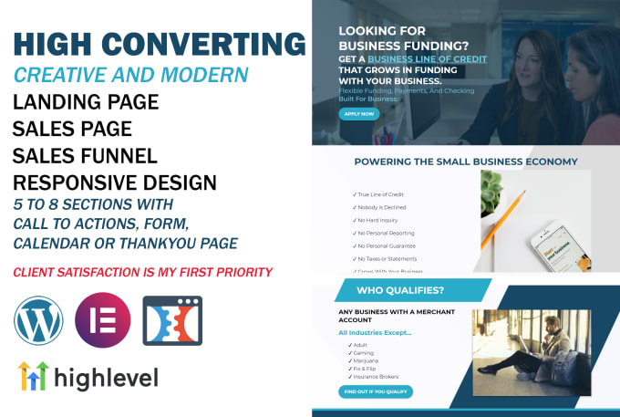 Gig Preview - Do ghl landing page, ghl funnel and gohighlevel website