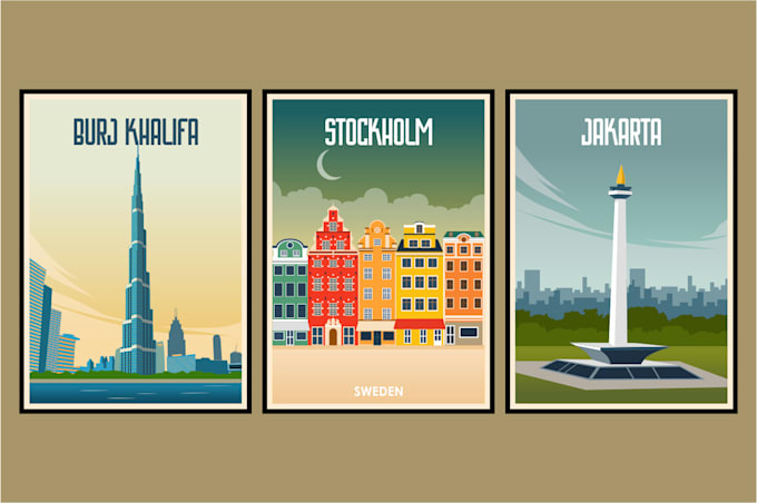 Gig Preview - Design an amazing minimalist vintage travel poster