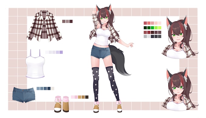 Bestseller - draw custom character reference sheets in anime style