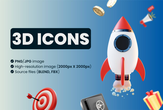 Gig Preview - Create a custom 3d icon for your website