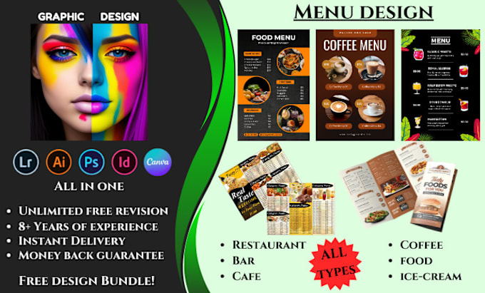 Gig Preview - Do menu designs for restaurants, cafes, bars, or any purpose