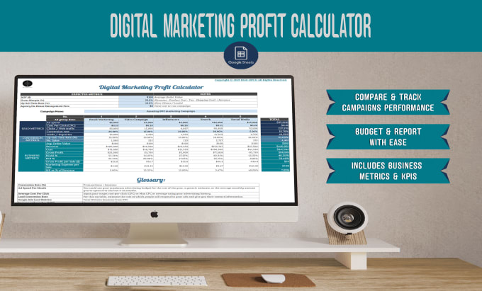 Gig Preview - Create a digital marketing budget and profit calculator template with kpis