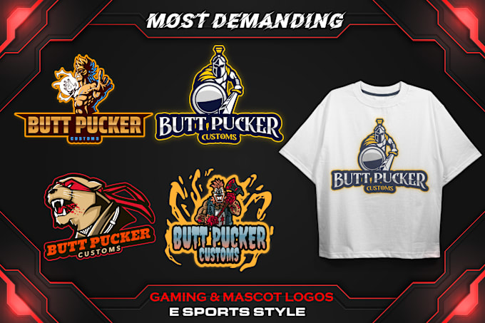 Gig Preview - Do eye catching gaming, esports, mascot logo merch design